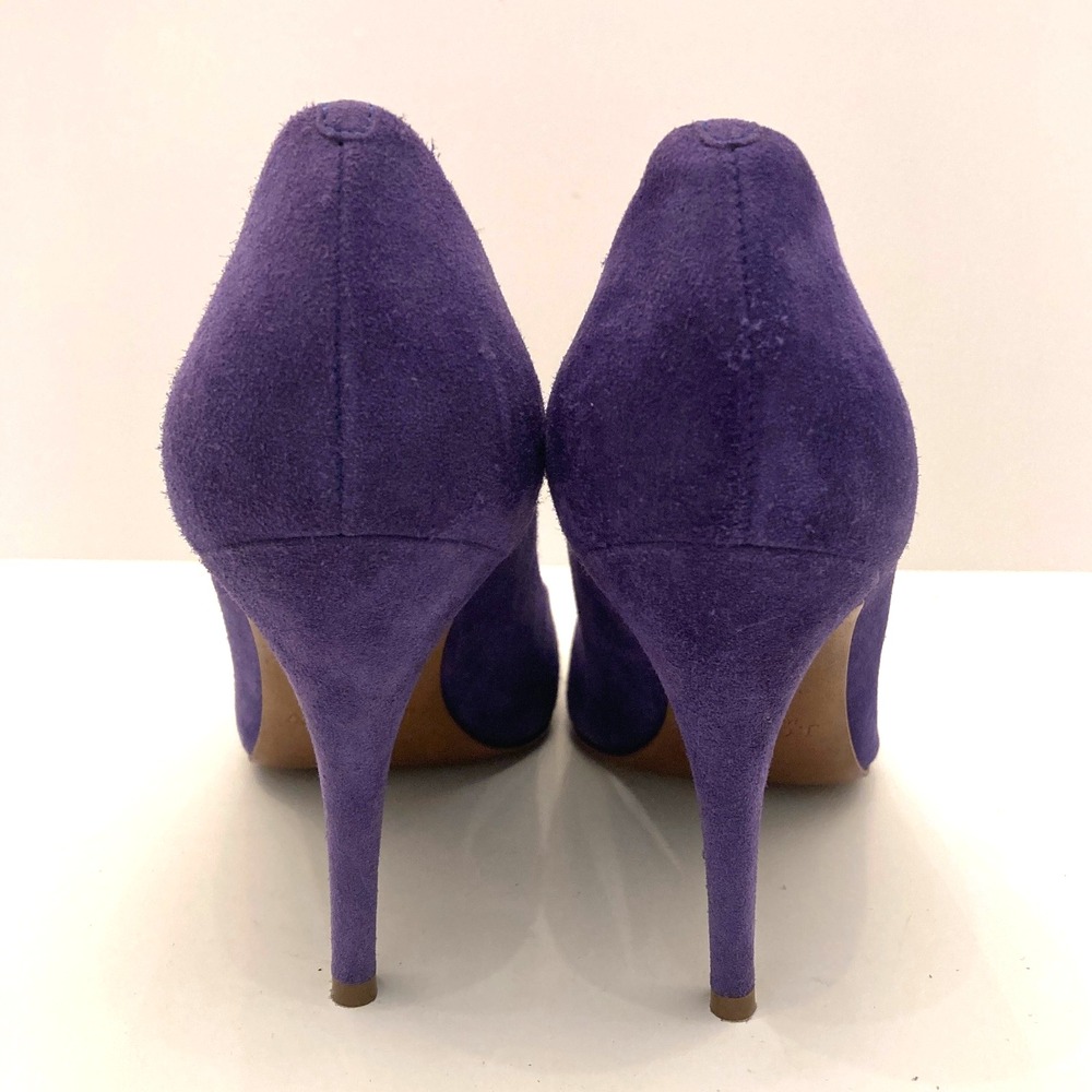J. Crew Suede Pumps Purple Leather Womens 8.5 Stiletto Round Toe‎ Made Italy - Picture 8 of 11